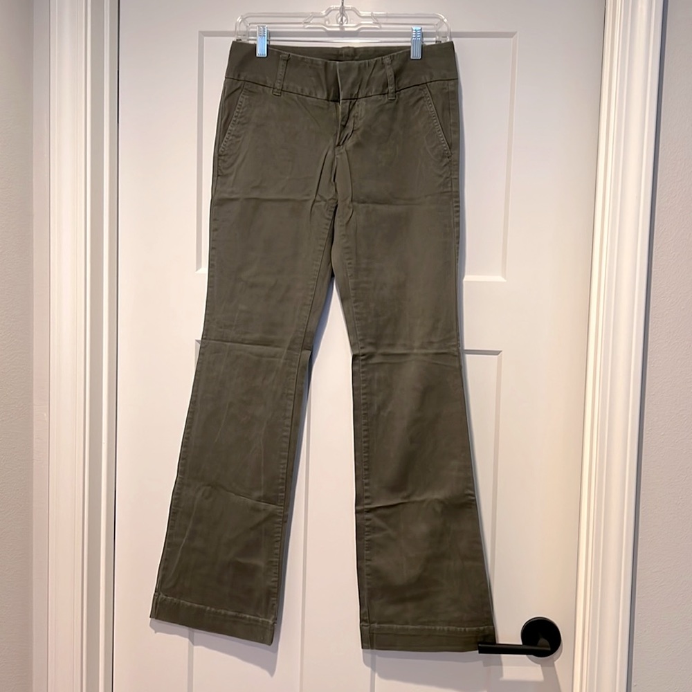 Express Army Green Stretch Cotton Flared Pants